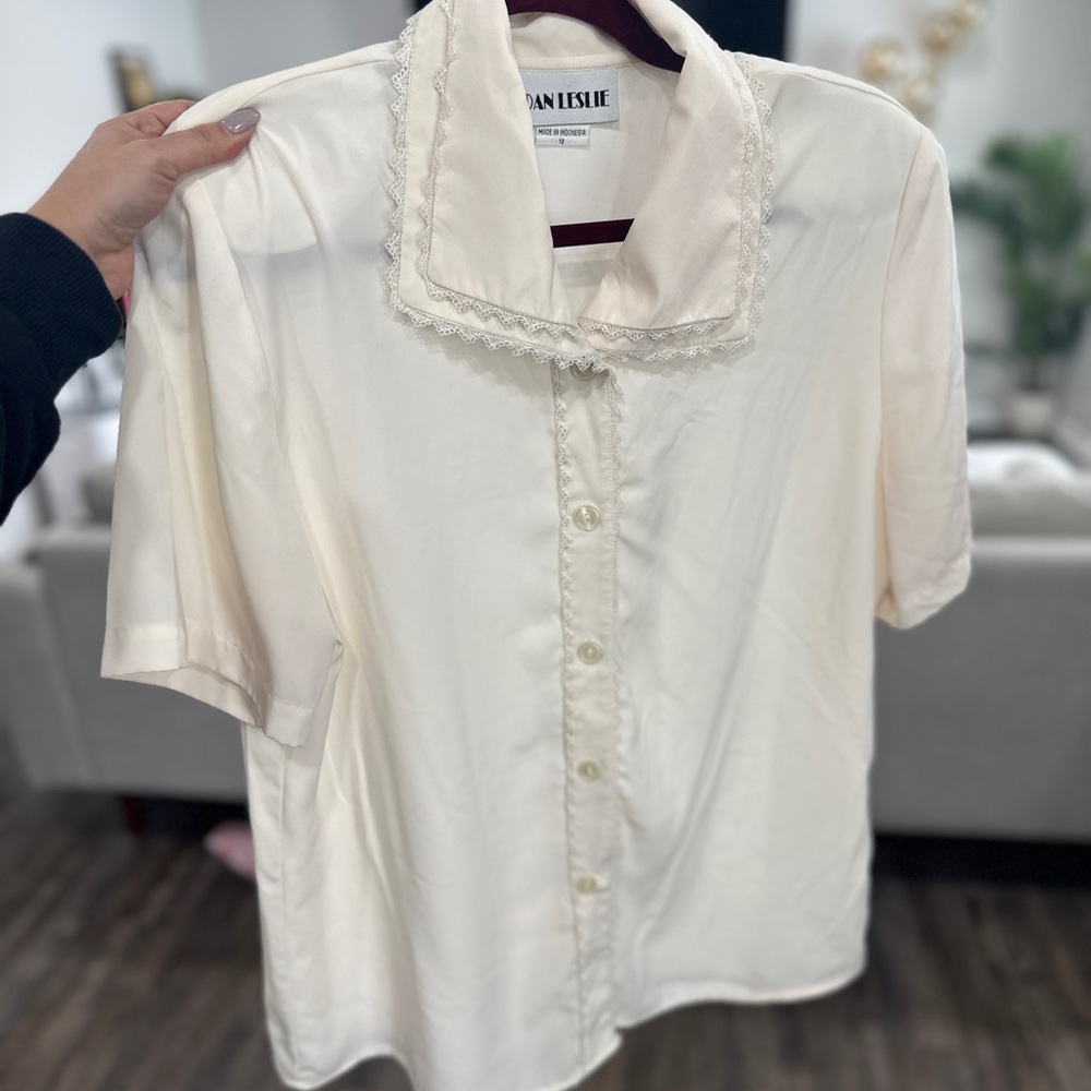 Vintage 90s cream button down blouse